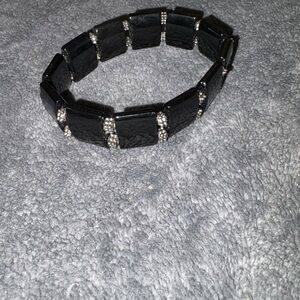 Source Unknown Black and Silver Geometric Bracelet